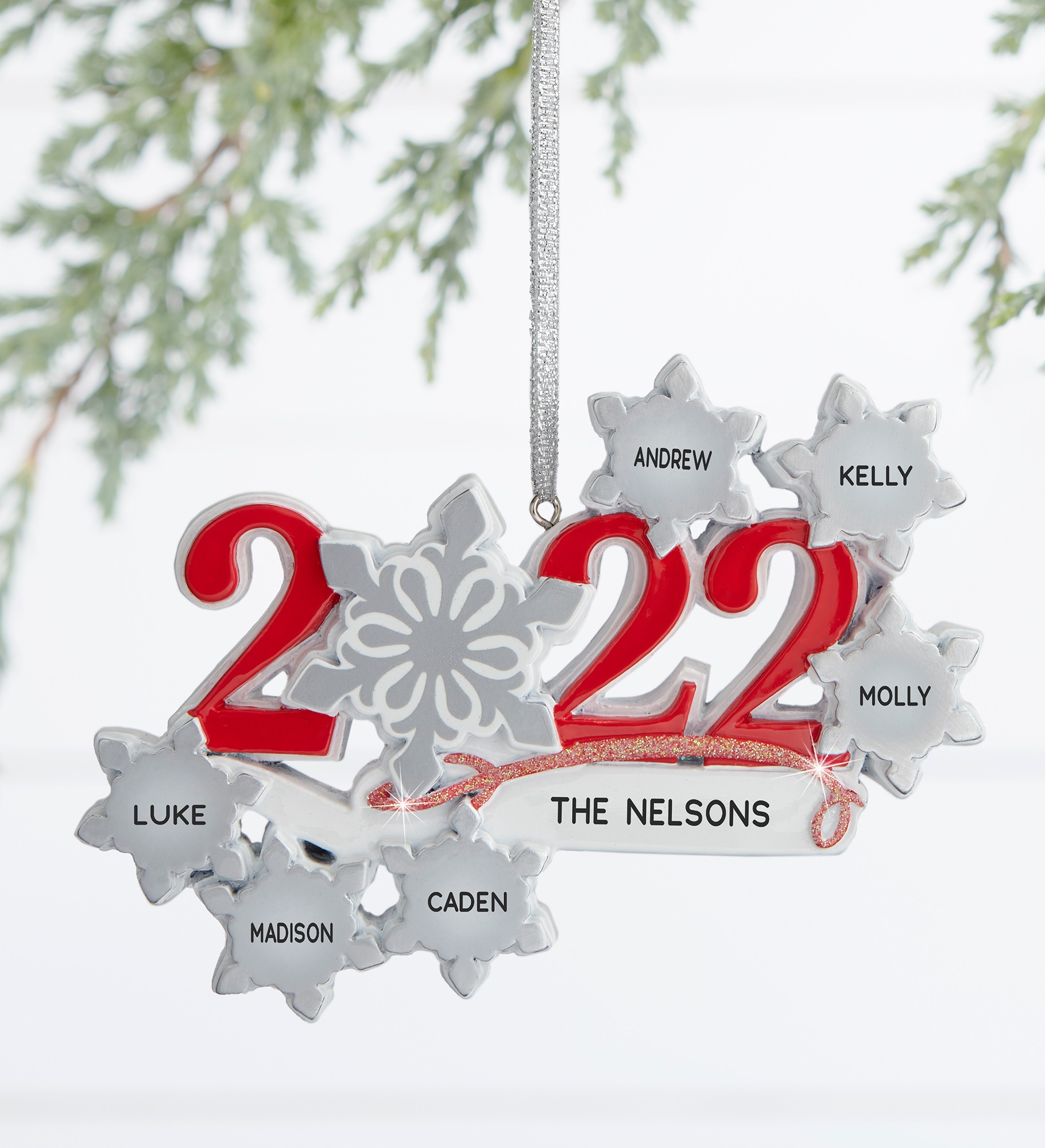 2022 Silver Snowflake Family<sup>©</sup> Personalized Ornament